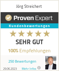 Top Bewertungen Proven Expert Grafik Rechtsnwalt Jörg Streichert